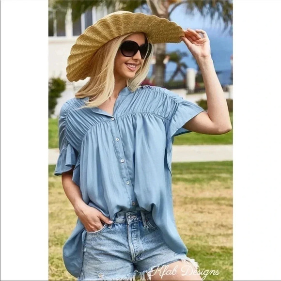 Shirred Tencel Top - Picture 1 of 7